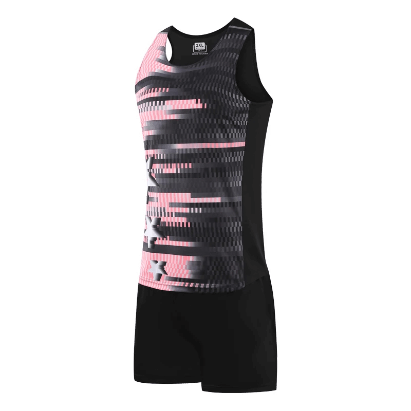 Neon green o-neck tank and black shorts athletic running set SF2038, polyester with compression fit, for peak performance workouts.